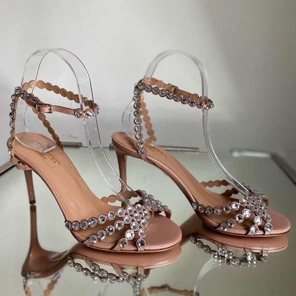 New AQUAZZURA Tequila 85 Blush Leather Sandals $1,525 36 - Picture 9 of 15
